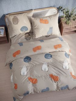 Простынь на резинке Полисатин Мечта "Котофей" 160x200 см