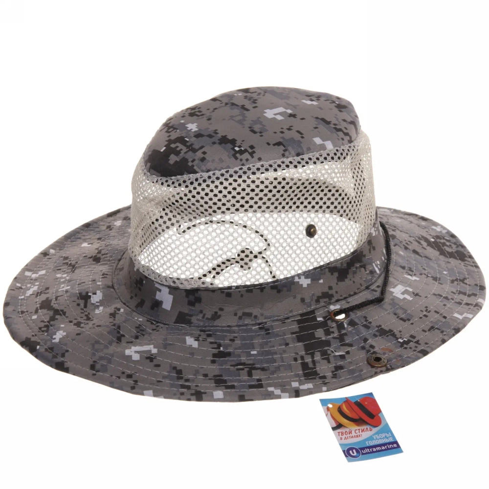 Шляпа мужская с клепками и сеткой «Tourist», микс 5 цвтов, 58р, ширина полей 7,5см
