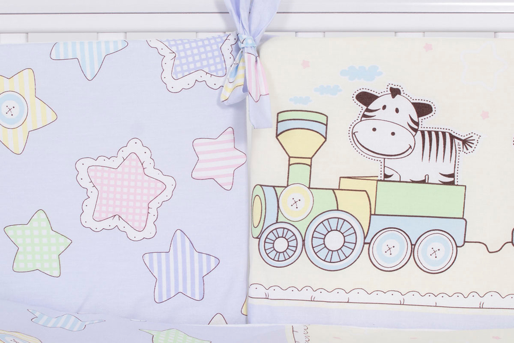 614 Комплект "Паровозик" (6 предметов) 614/1 голубой, бязь