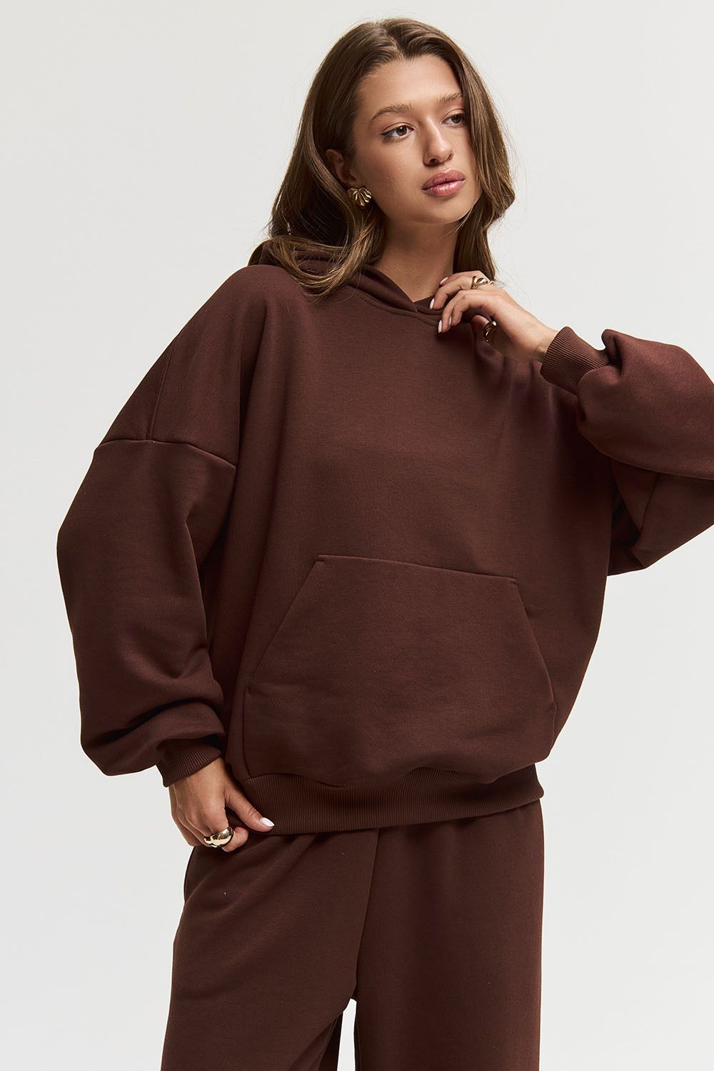 Худи свободного кроя шоколадного цвета