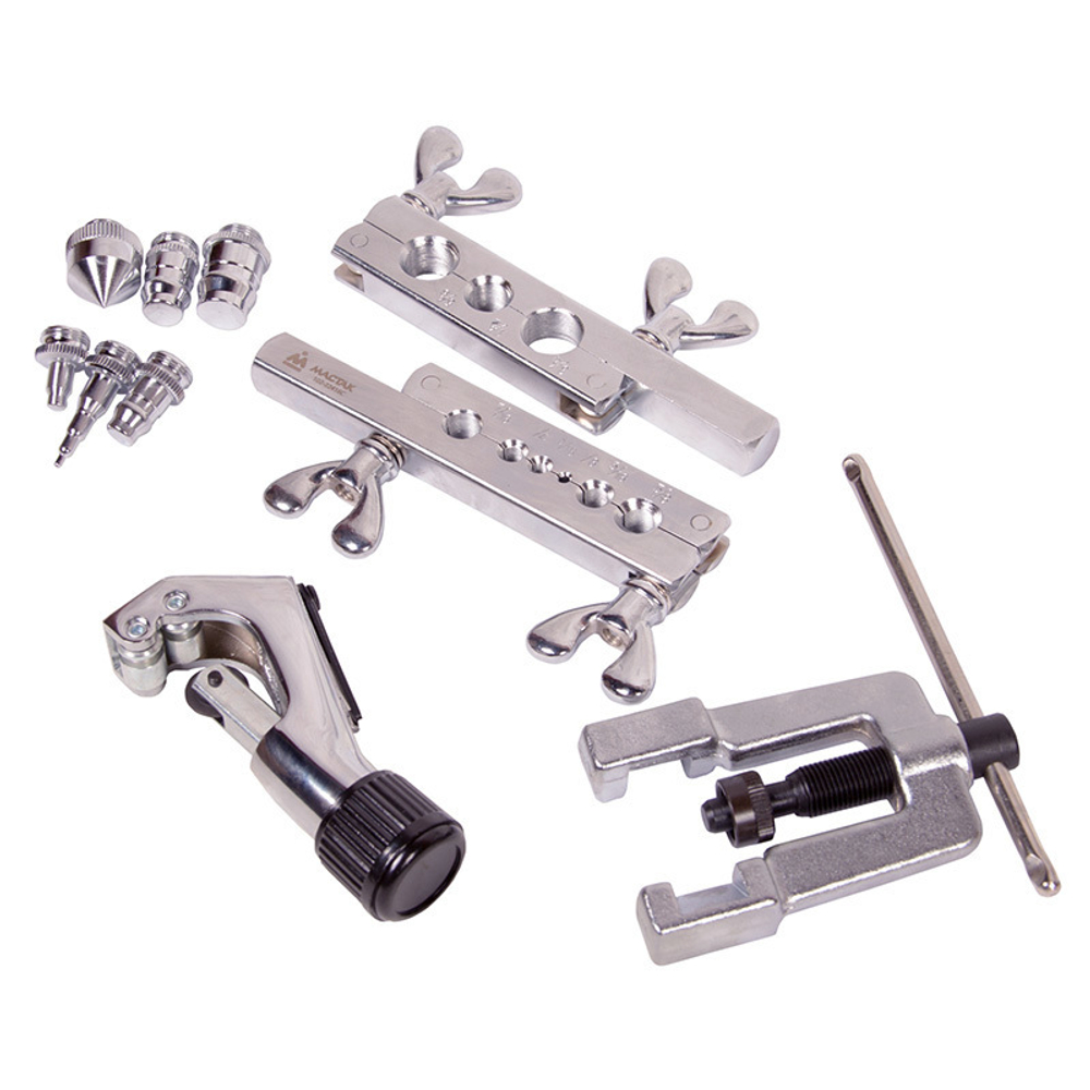 МАСТАК (102-22416C) Приспособление для развальцовки и резки тормозных трубок, 1/4"-3/4", кейс, 10 предметов