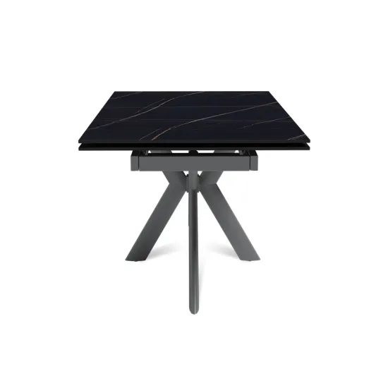 Стол "СТРОНГ" 160-240, керамика Black gold матовая, опоры черный муар