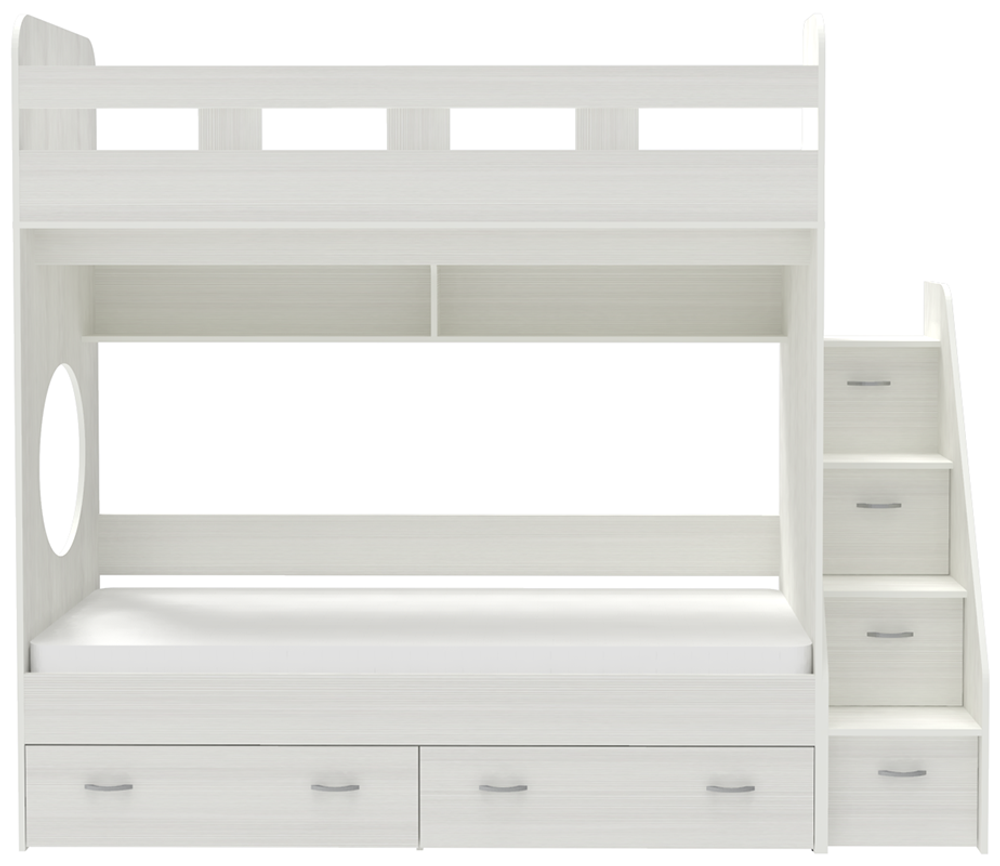 Двухъярусная кровать КарИВи Юниор 1 80х190 Белое Дерево Белое Дерево