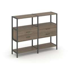 Shelf System Двухсекционный стеллаж трехярусный с ящиками SN.STM-322 Вяз Благородный/Металл Антрацит