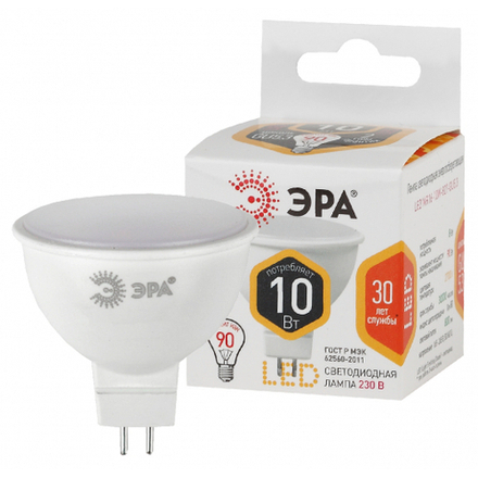 Лампочка светодиодная ЭРА STD LED MR16-10W-827-GU5.3 GU5.3 10Вт софит теплый белый свет