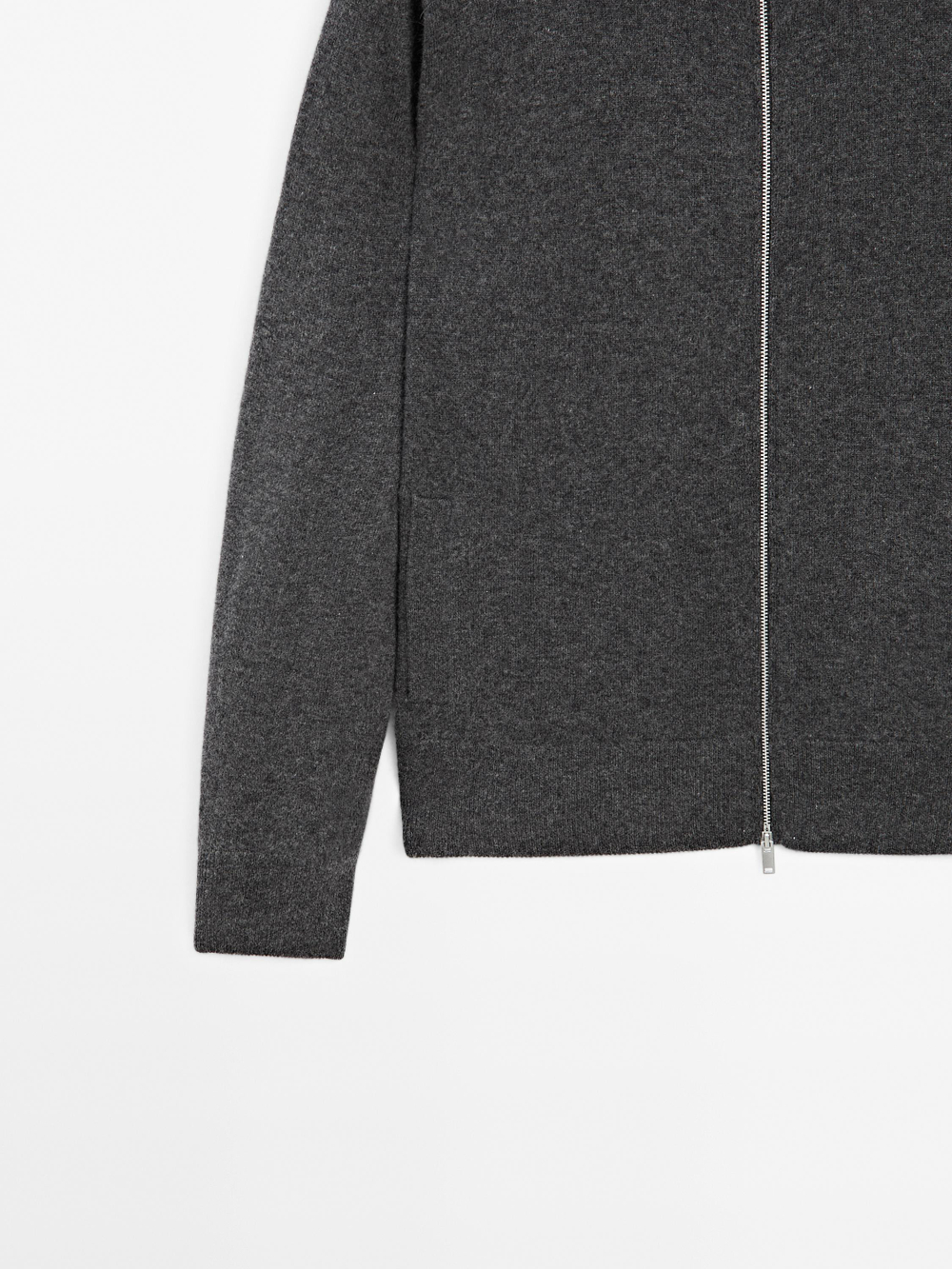 Massimo Dutti Кашемировый кардиган на молнии, серый меланж