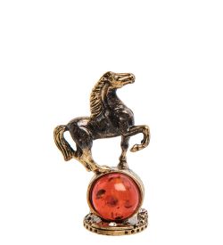 AM- 415 Фигурка «Лошадь» (латунь, янтарь)