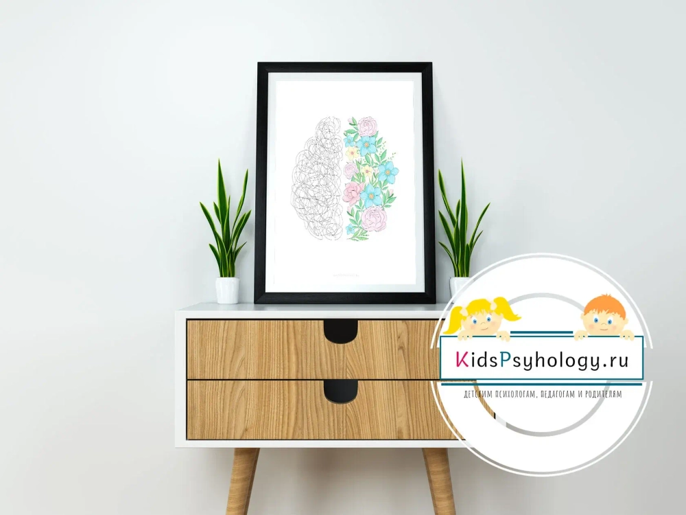 Плакат "Правое и левое полушарие мозга"