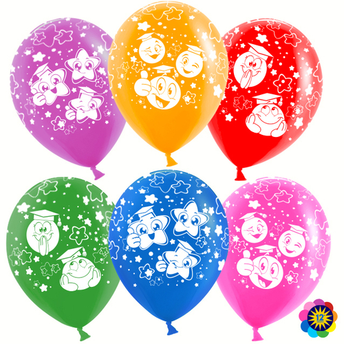 Шар (12''/30 см) Смайл ученик, Ассорти, лайт, пастель