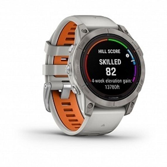 Garmin Fenix 7 Pro Sapphire Solar – титан, серо-оранжевый ремешок, премиальные умные часы