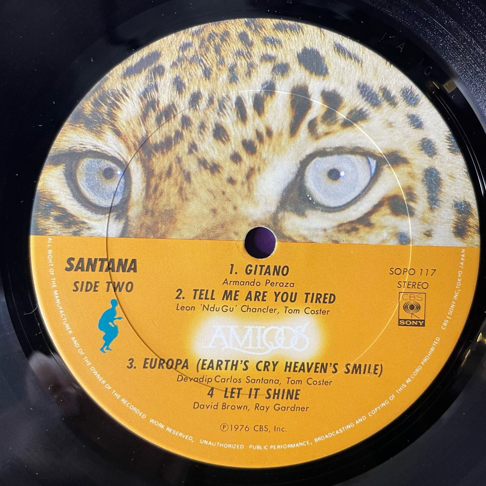 Винтажная виниловая пластинка LP Santana Amigos (Япония 1976) (Без Оби)