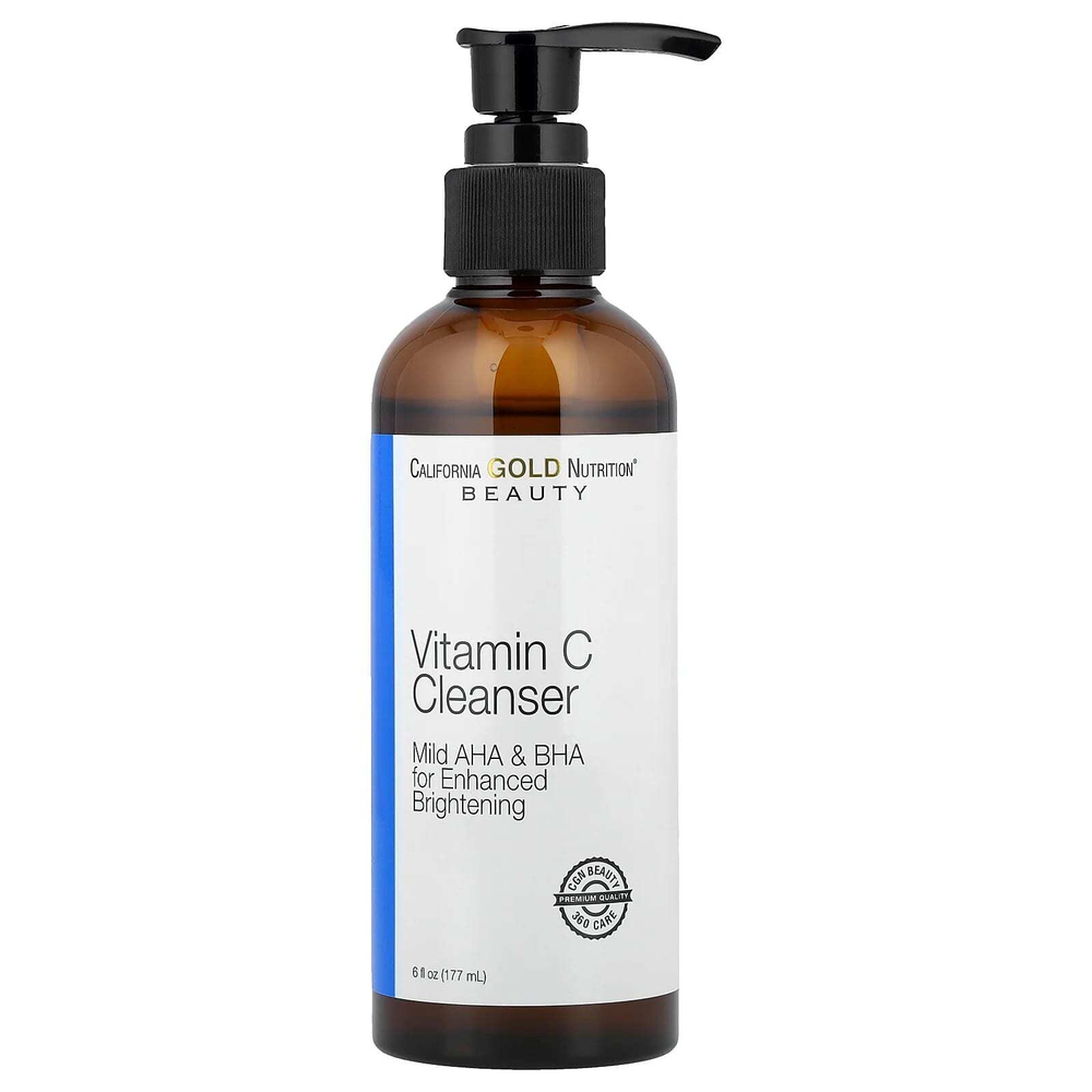 California Gold Nutrition, очищающее средство с витамином C, улучшенный очищающий гель для осветления кожи, 177 мл (6 жидк. унций)