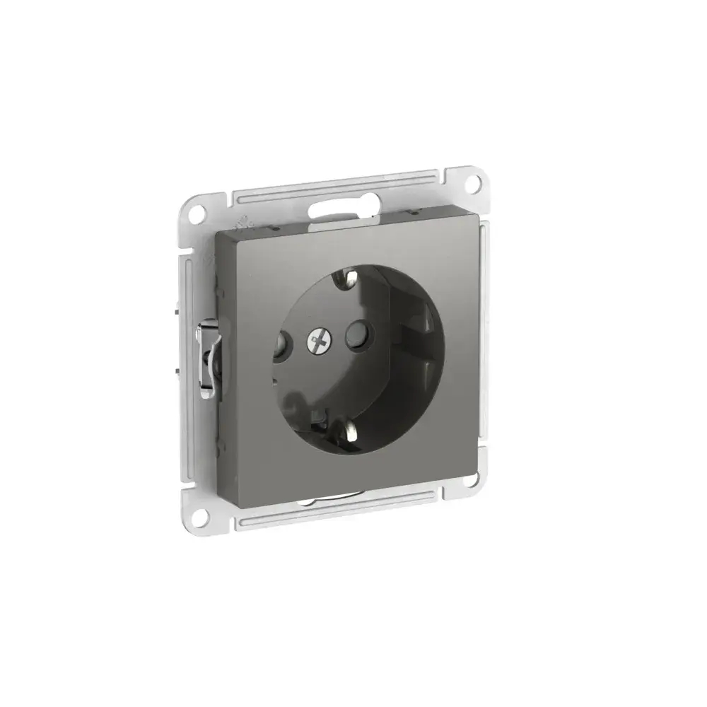 ATLASDESIGN РОЗЕТКА с заземлением со шторками, 16А, механизм, быстрозажим. клем., СТАЛЬ