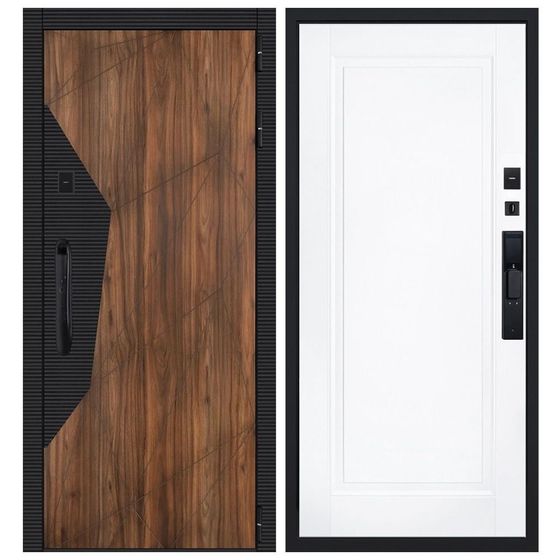 Купить Входная дверь Сапсан шагрень чёрная дуб старый ПВХ белый матовый с электронным замком