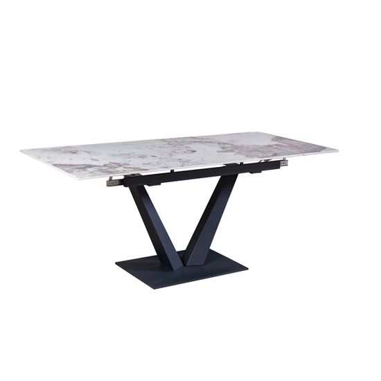 Стол "МАЛИБУ" 120-180, керамика Pandora глянцевый, R-6, опоры черный муар