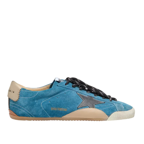 Golden Goose True-Star in Teal Suede with Black Star and Cream Heel Tab