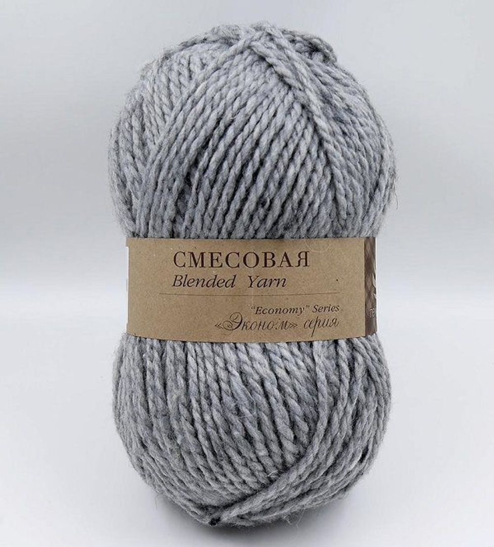 Смесовая пряжа Пехорка 30%шерсть 70%акрил 2х200г/200м 08 св серый