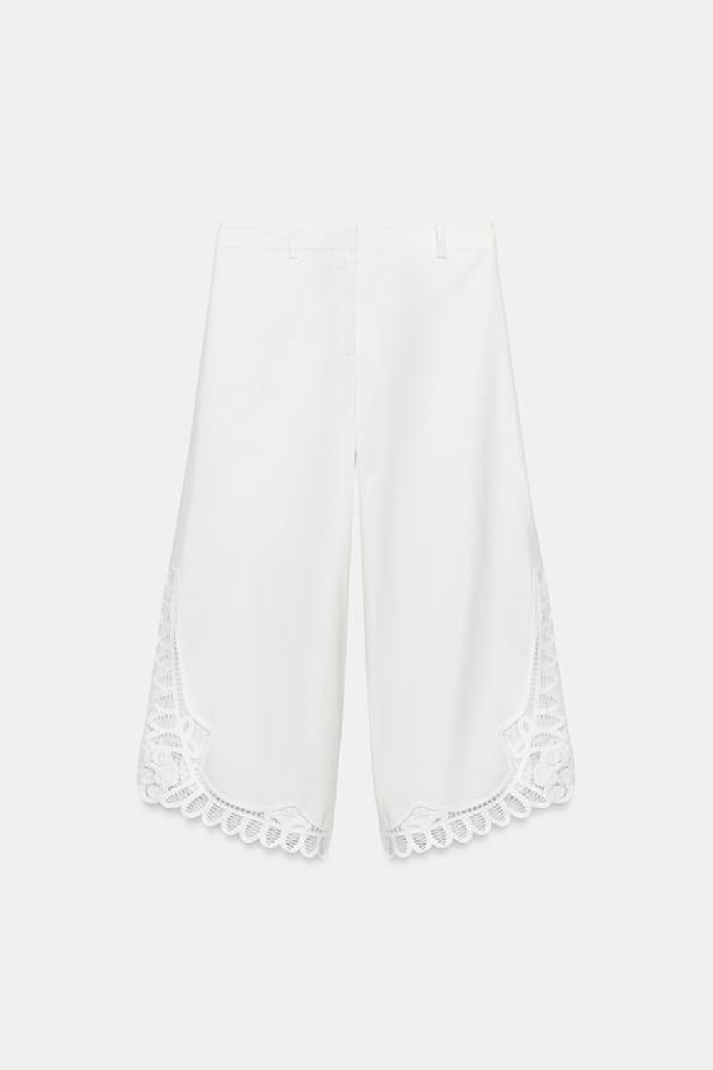 ZARA БРЮКИ С ВЫШИВКОЙ — ZW COLLECTION, ЖЕЛТОВАТО-БЕЛЫЙ