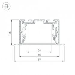 Профиль Arlight S2-LINIA69-F-2500 ANOD+OPAL 021177