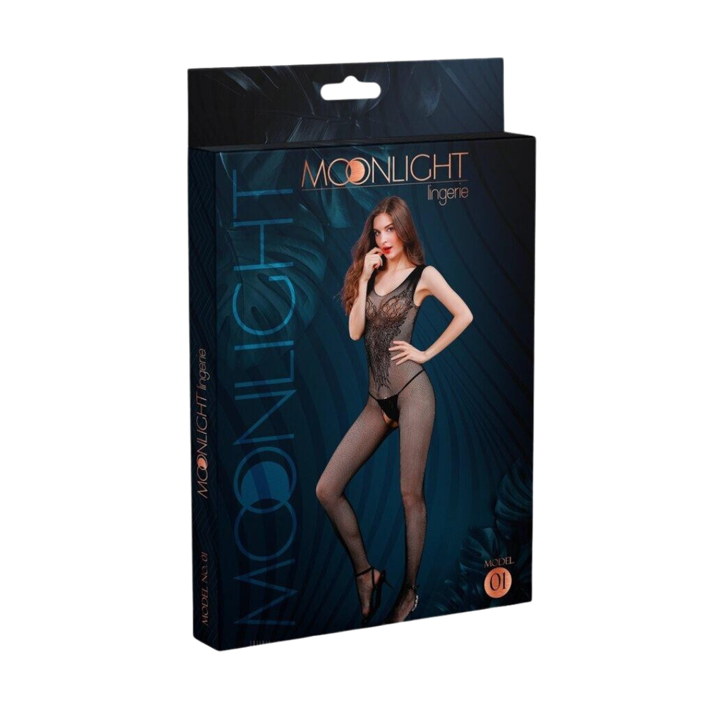 Кэтсьют из мелкой сетки с рисунком на груди Moonlight (model 01)