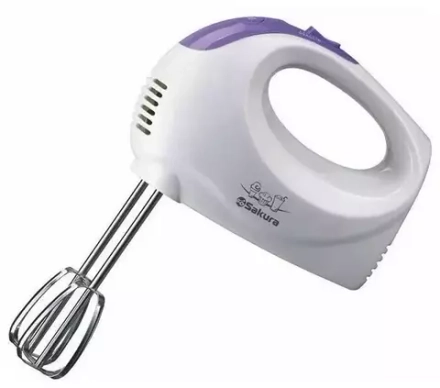 Миксер Sakura SA-6314V, ручной, 200 Вт, 5 скоростей, бело-фиолетовый