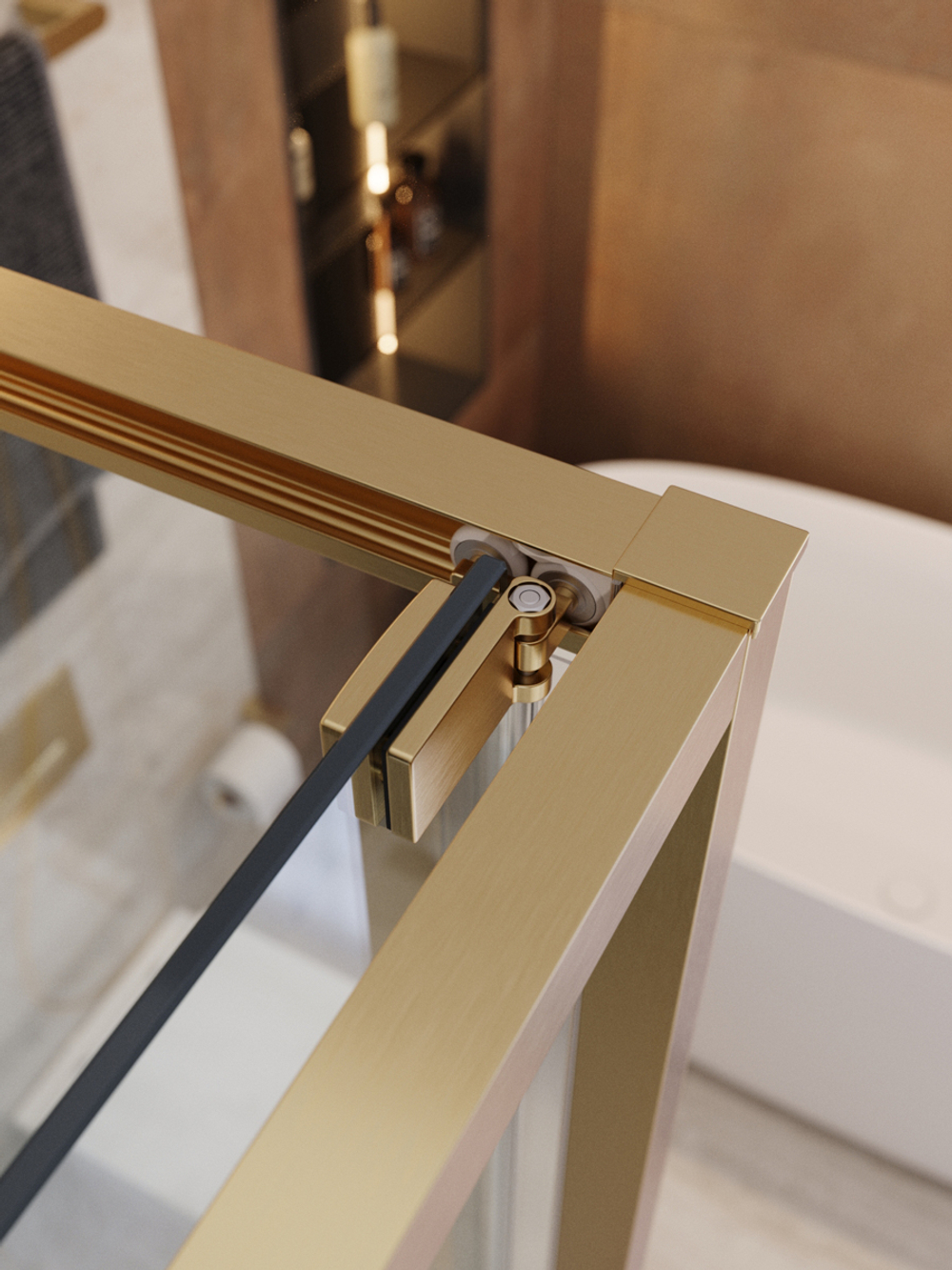 Душевой уголок Cezares LUX-AH-FS-11-120/90-C-BORO, 120х90х195, профиль брашированное золото, прозрачное стекло