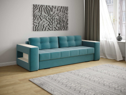 Диван раскладной Доро, бирюза/мдф клен кремовый