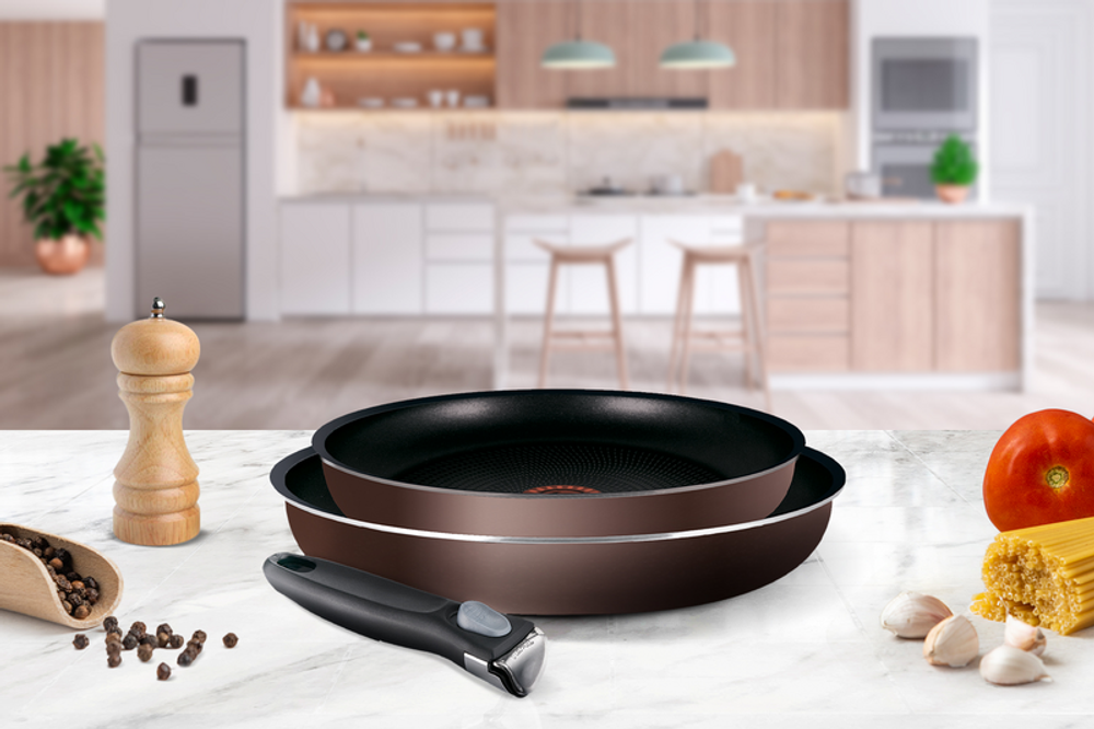 Набор посуды со съемной ручкой Tefal Ingenio Brown Handle 3 предмета 24/28 см 04217820
