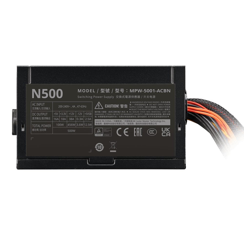 Блок питания CoolerMaster  500W, Elite NEX N500, Non Modular, КПД ≥75%, Черный, MPW-5001-ACBN-BEU