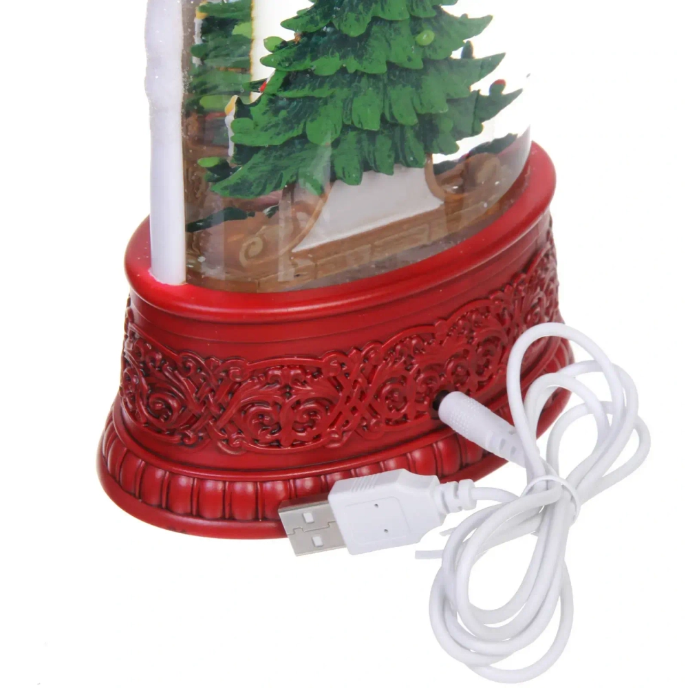 Сувенир с подсветкой «Волшебная красавица» 12*8*24,5 см (работает от 3*ААА и USB+музыка, подсветка, эффект снегопада)