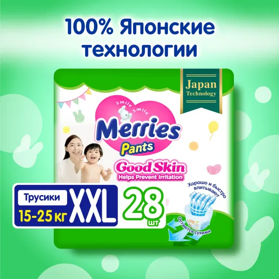 Трусики Merries Good Skin XXL (15-25 кг) 28 шт.