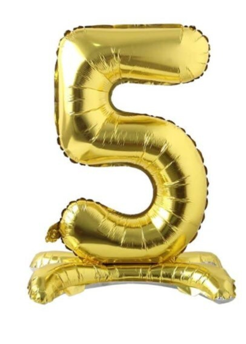 Шар цифра на стойке №5 Золотая