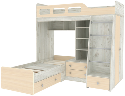 Двухъярусная кровать КарИВи Астра 4 Винтерберг  Дуб Молочный