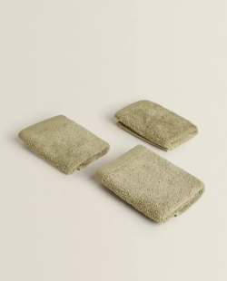 ZARA HOME (НАБОР ИЗ 3 ШТ.) ПОЛОТЕНЦЕ ИЗ ВЫСОКОКАЧЕСТВЕННОГО ХЛОПКА, ХАКИ