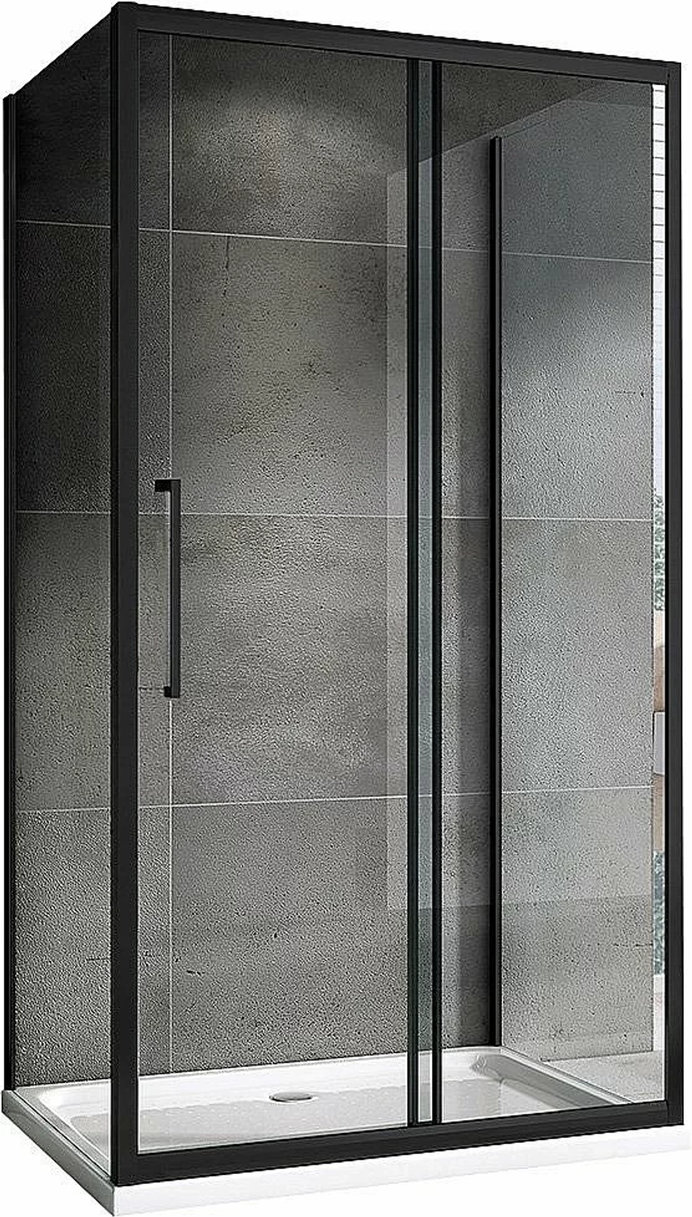 Душевой уголок ABBER Schwarzer Diamant AG30140BH-S90B-S90B 140х90 стекло прозрачное/профиль черный