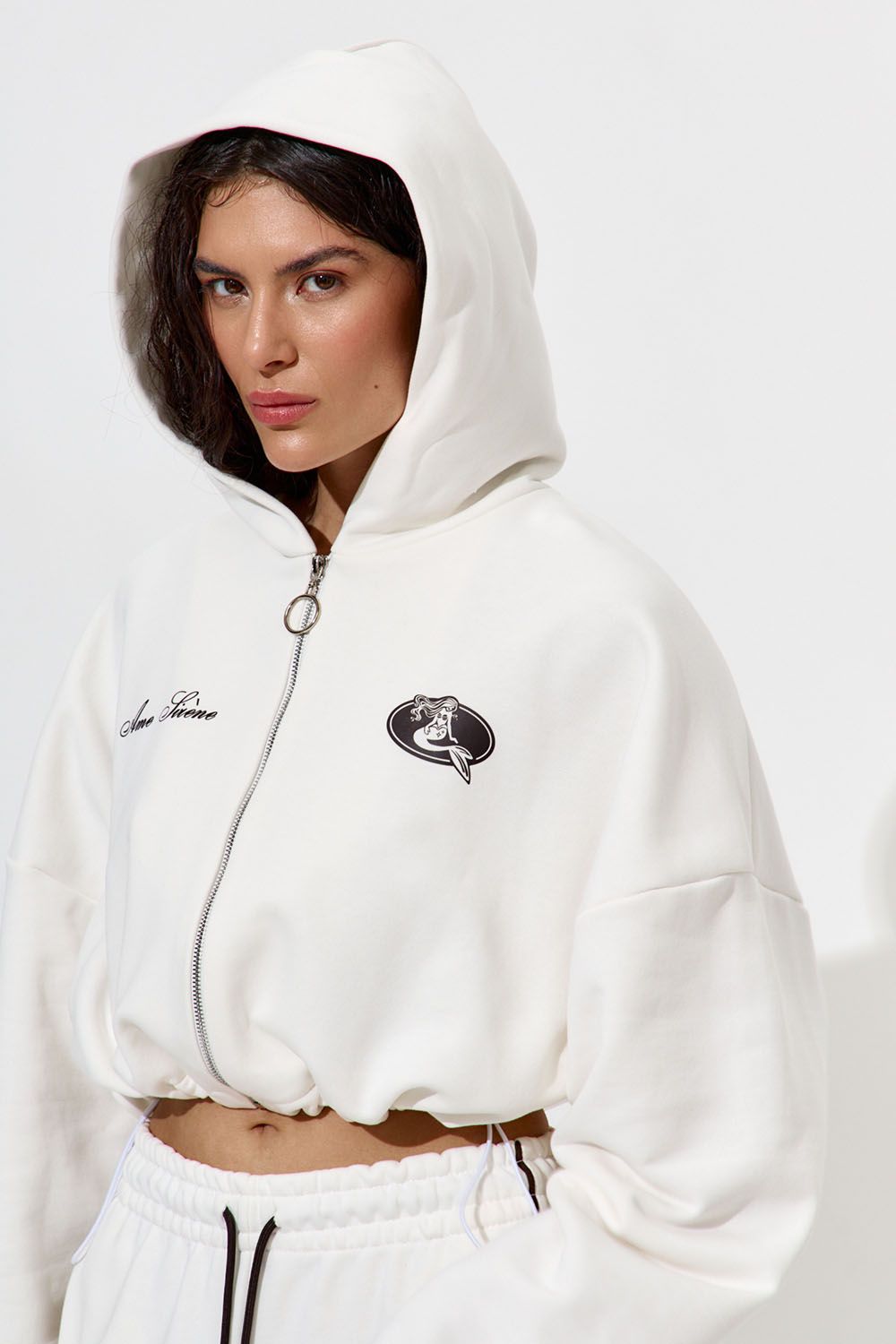 Худи укороченное "Âme Sirène" кремового цвета