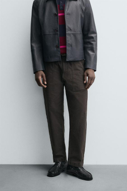 ZARA БРЮКИ STRAIGHT FIT С ЭФФЕКТОМ ПОТЕРТОСТИ, ТЕМНО-СЕРЫЙ