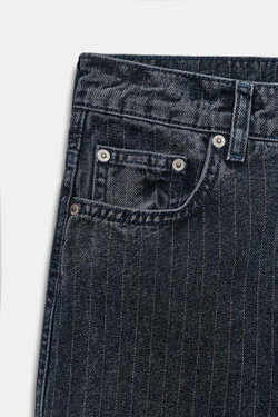 ZARA ДЖИНСЫ FLARE В ПОЛОСКУ С ВЫСОКОЙ ПОСАДКОЙ — ZW COLLECTION, МОРСКОЙ СИНИЙ