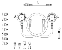 Тестер давления масла КПП с двумя манометрами в кейсе JTC