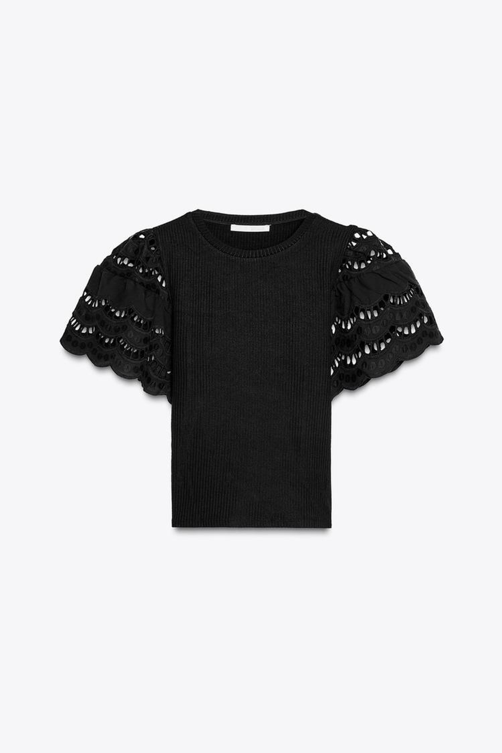 ZARA ТОП БЕЗ РУКАВОВ С ВЫШИВКОЙ, ЧЕРНЫЙ