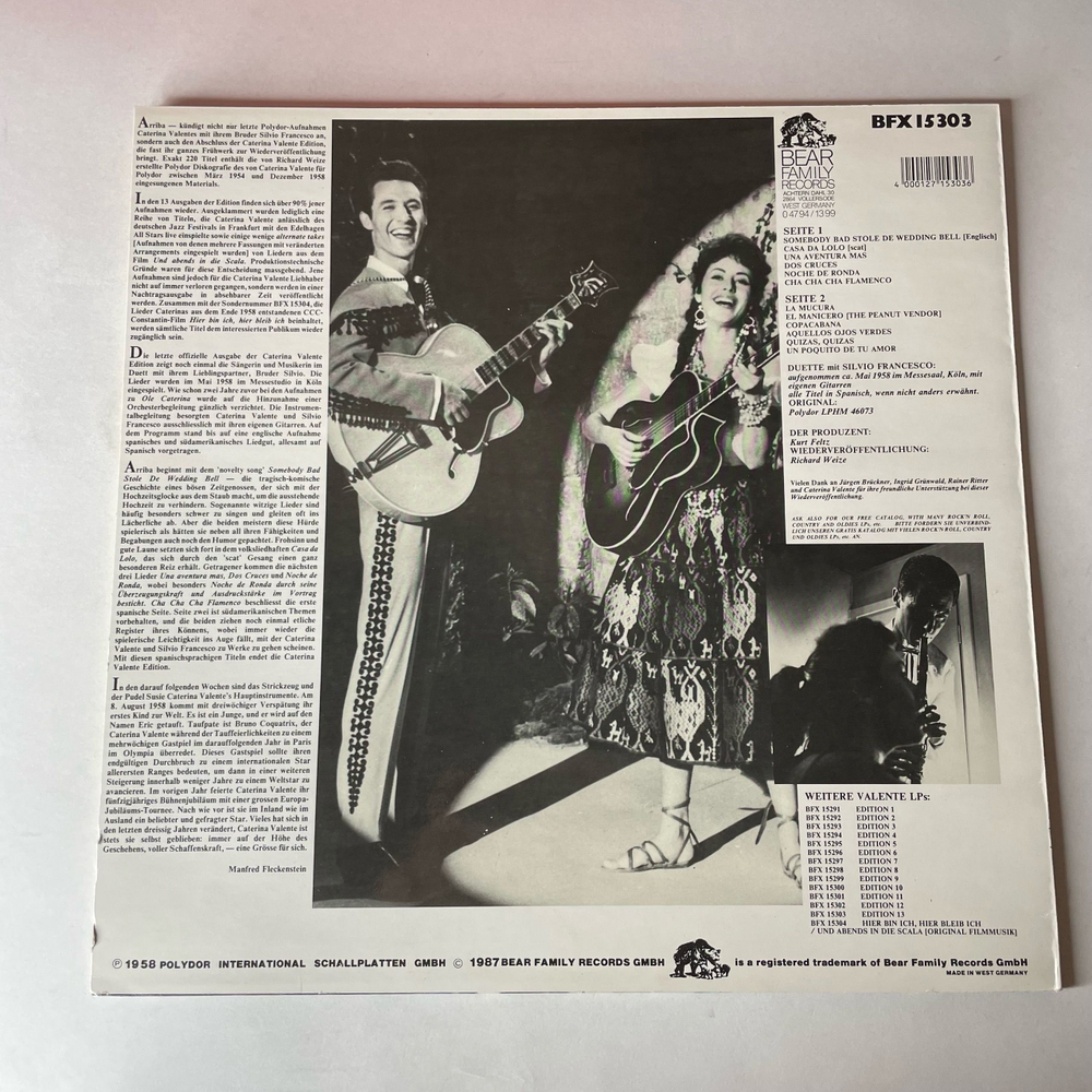 Винтажная виниловая пластинка LP Caterina Valente, Edition 13 Arriba (1958) (Германия 1987)