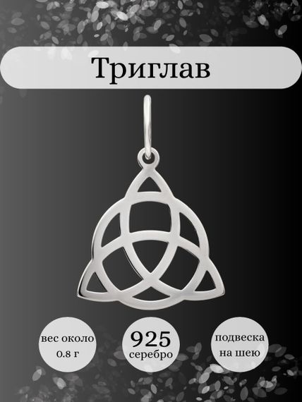 Фото подвески Триглав из серебра, инфографика.