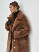 Шуба чебурашка длинная из овечьей шерсти, SilverFox (арт.S1072rm09bz)