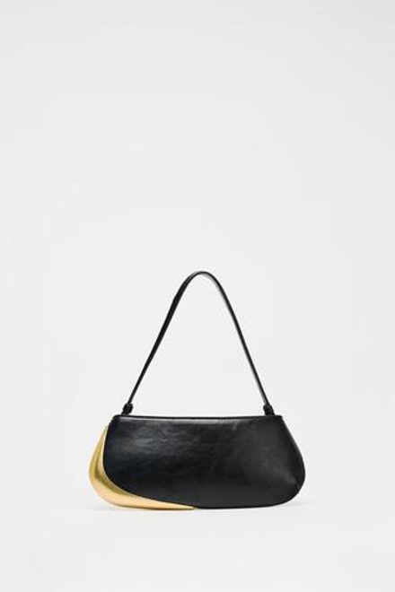 ZARA СУМКА С МЕТАЛЛИЧЕСКОЙ ДЕТАЛЬЮ, ЧЕРНЫЙ
