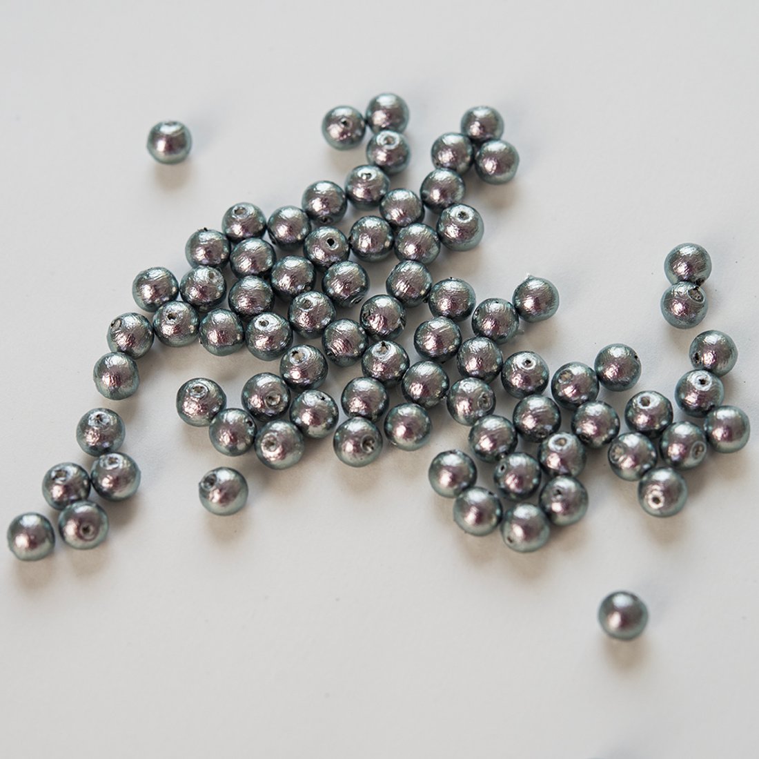 Хлопковый жемчуг, оттенок "Rich Gray", шар 6мм, сквозное отверстие