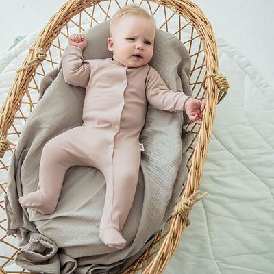 Sleepsuit with snap buttons 0-3 months - Powder Pink