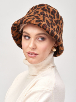Премиальная Панама теплая из шерсти мериноса, коричневый леопард, SilverFox
