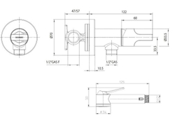 Bossini Mono Paloma Brass Mixer Set гигиенический комплект: смеситель монокомандный, душ с кнопкой подачи воды, шланг 1250 мм,черный матовый