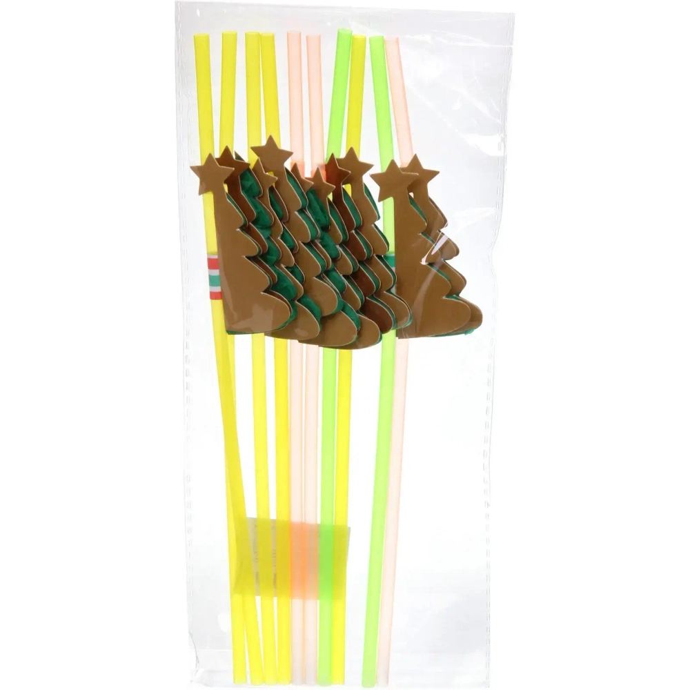 Трубочка для коктейля «Ёлочка», 24 см, d-5 мм (набор 10 шт), микс