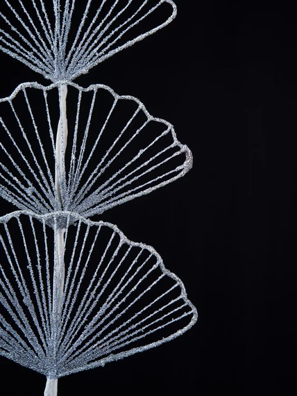 Ветвь Гинго белая с серебром 25х71 см., Christmas DeLuxe (88894)